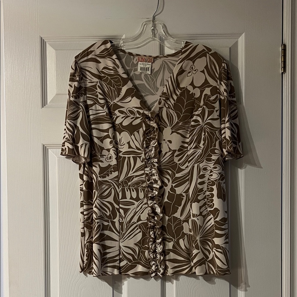 Light Brown and Cream Floral Blouse